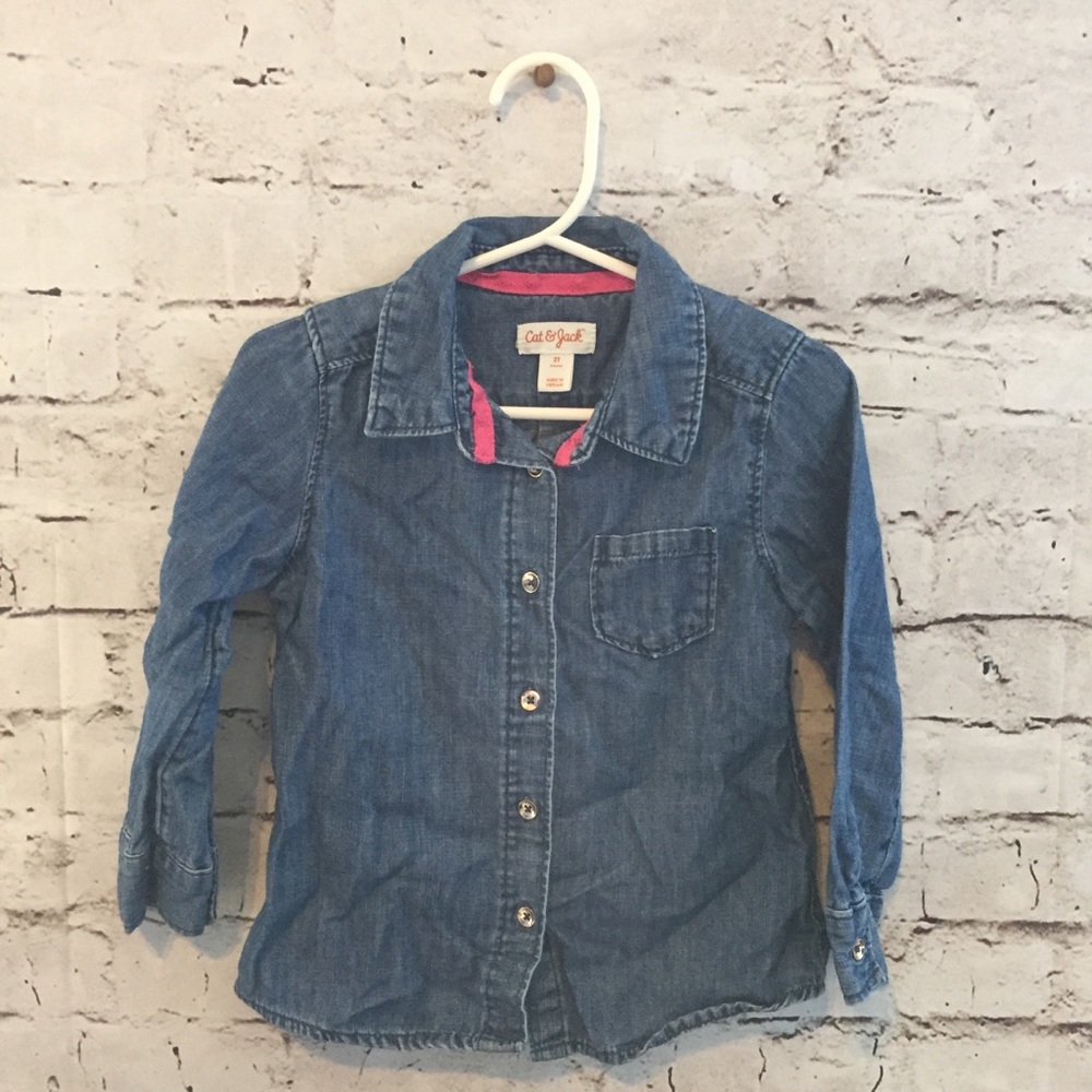 Cat & Jack Girls Denim Button Up Shirt 2T